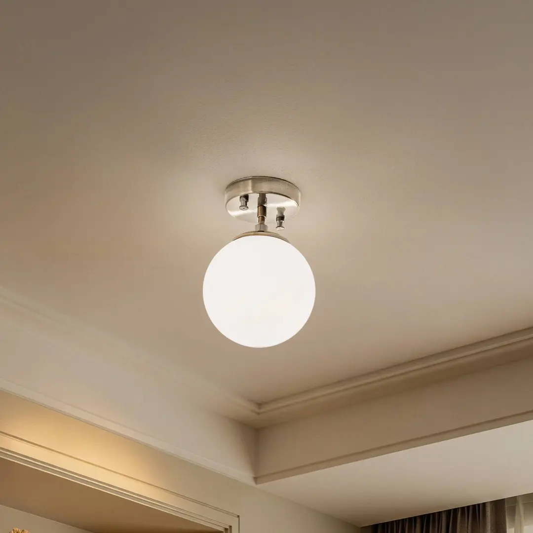 Opviq Deckenlampe Atmaca 10220, goldfarben antik, Opalglas Ø 15 cm