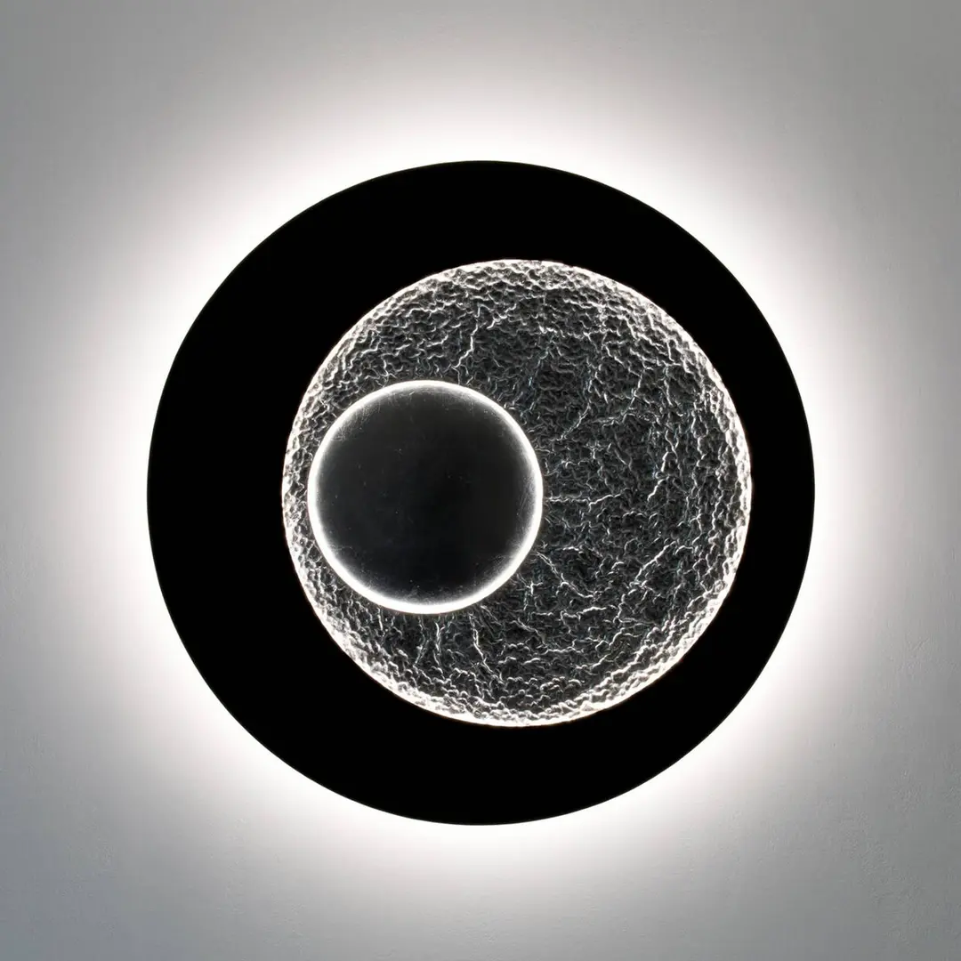 Holländer LED-Wandlampe URANO GIGANTE XL, schwarz/silber, Ø 100 cm dim