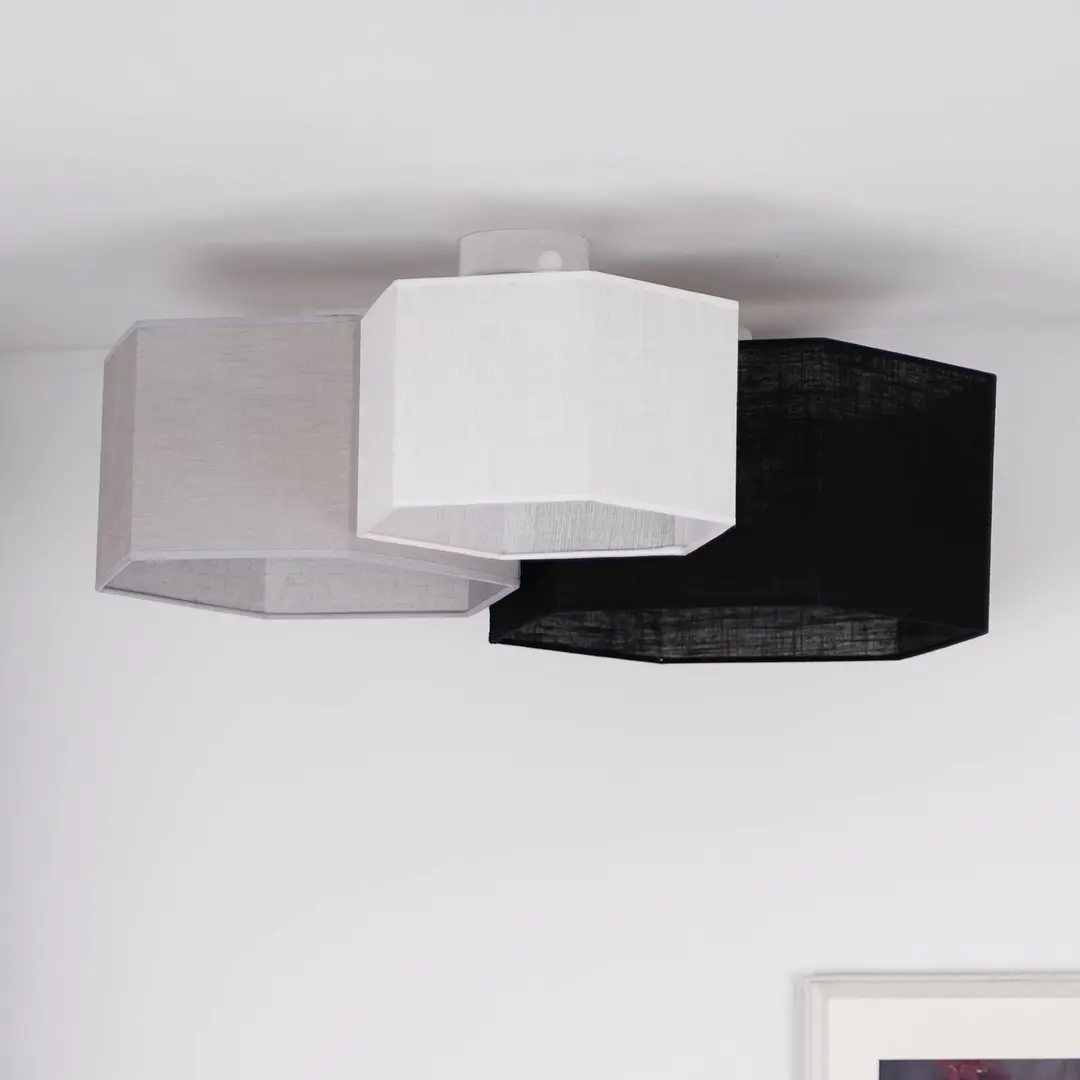 Duolla Deckenlampe Emil, Textil schwarz/grau/weiß, 70 cm, 3-flg.