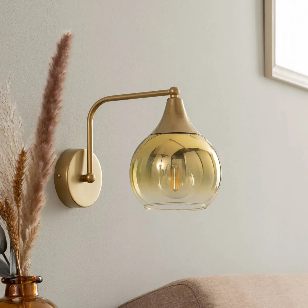 Eko-Light Wandleuchte Monte aus Glas, einflammig, gold