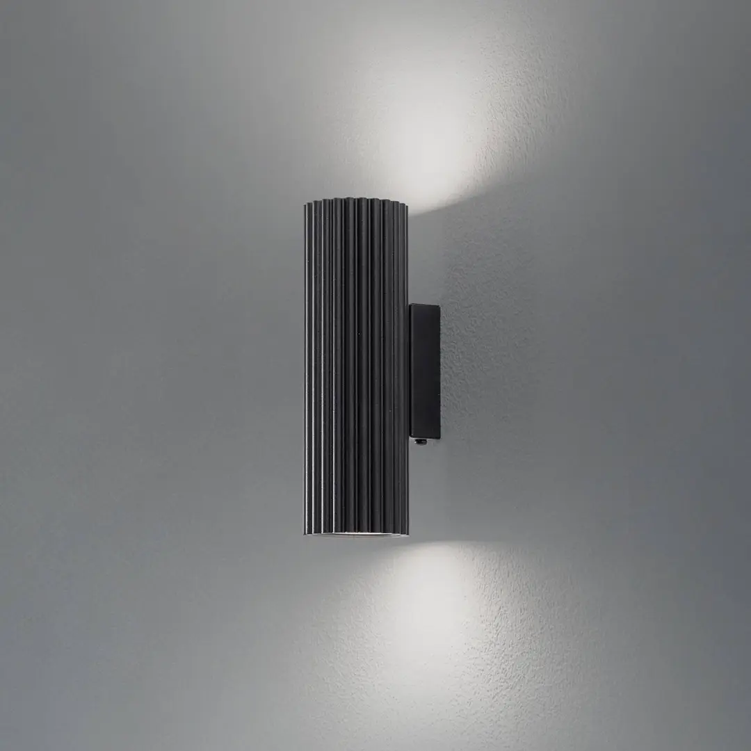 SOLLUX LIGHTING Wandleuchte Karbon, schwarz, Höhe 20 cm, Aluminium, 2-flg.