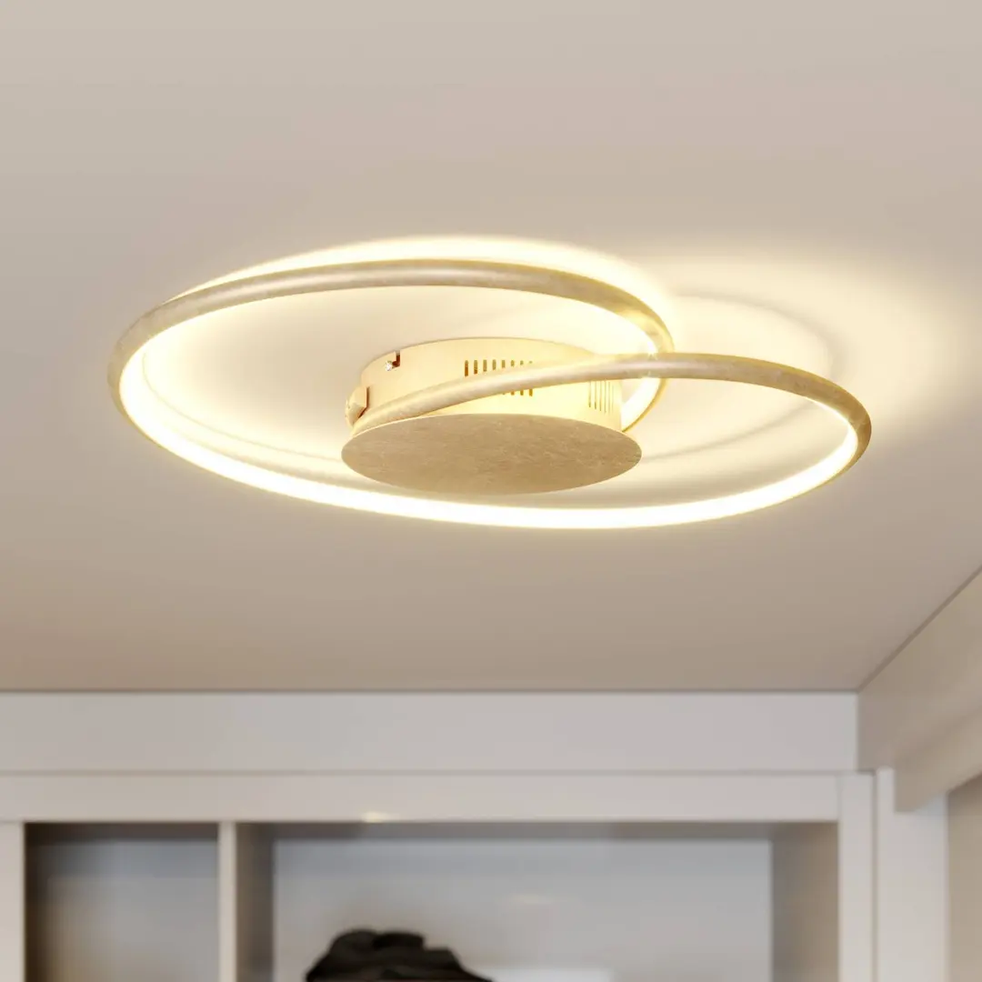 Lindby LED-Deckenlampe Joline, Ø 45 cm, goldfarben, Metall