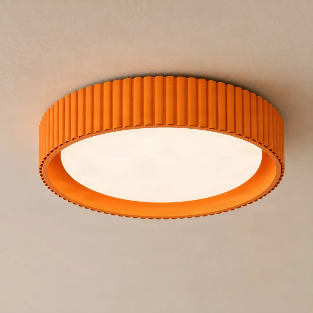 Lindby LED-Deckenlampe Colbie, orange gerippt, Ø 46 cm, dim.