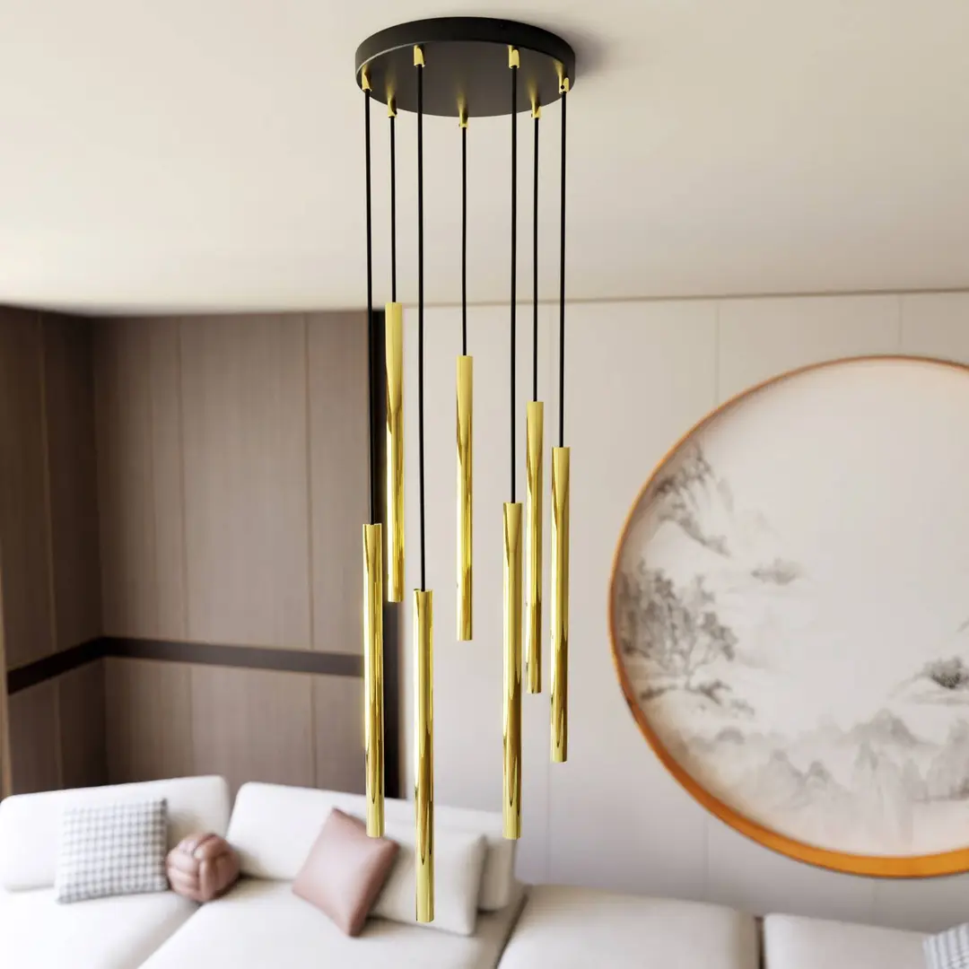 EMIBIG LIGHTING Hängeleuchte Selter Premium, goldfarben, 7-flammig, Metall