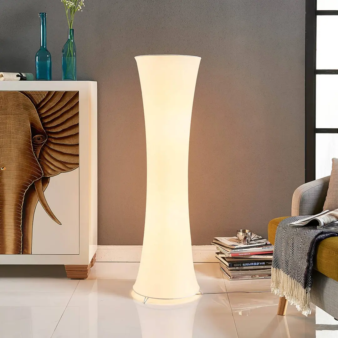 Lindby Stehleuchte Liana, Höhe 123 cm, weiß, Textil
