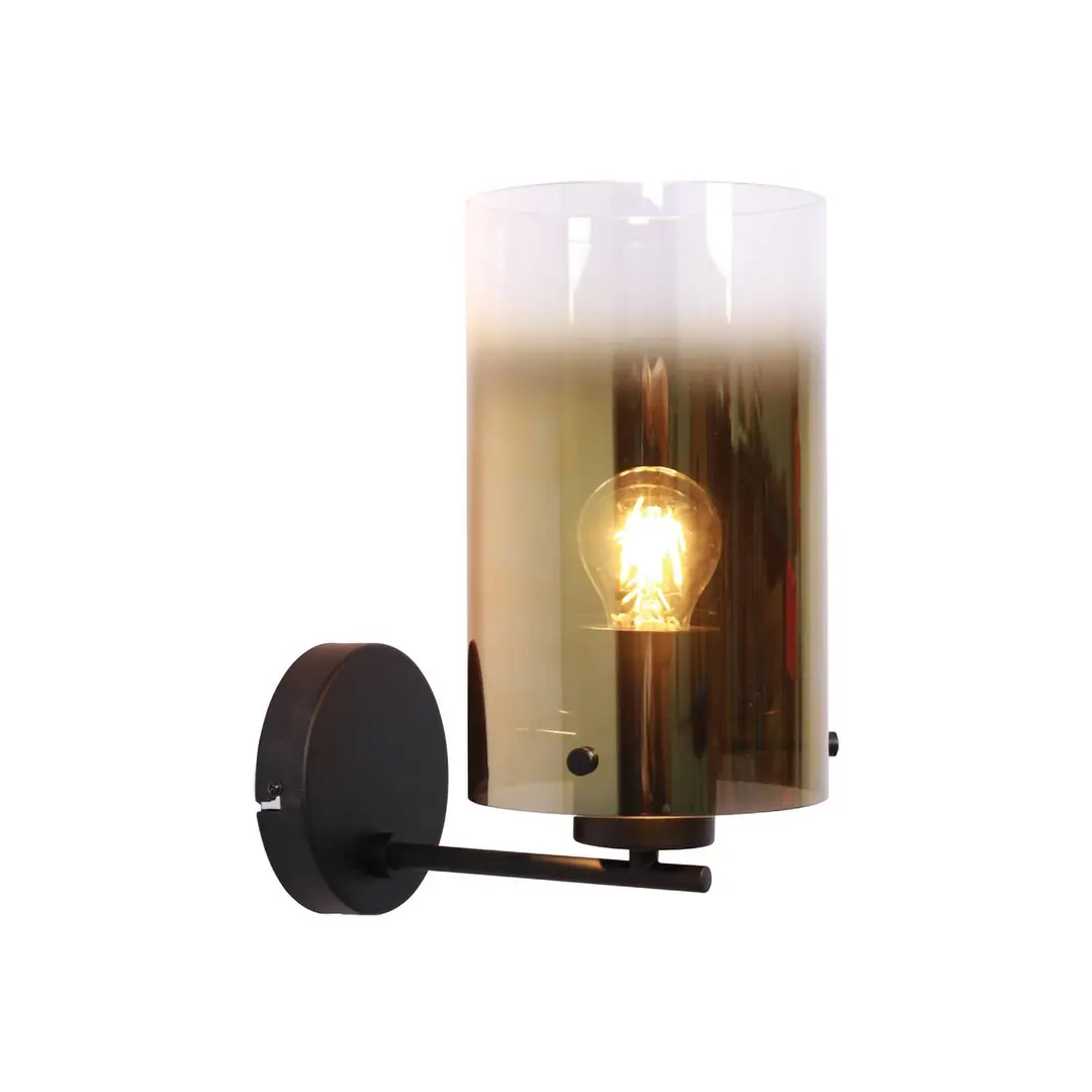 Freelight Wandlampe Ventotto, schwarz/gold, Breite 15 cm, Metall/Glas
