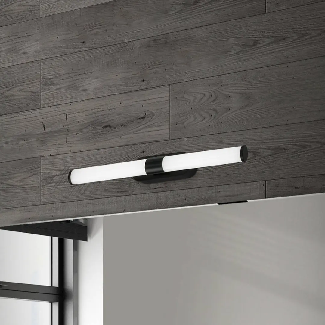 Briloner LED-Wandleuchte Runt, schwarz, 4.000K, IP44, Länge 40 cm