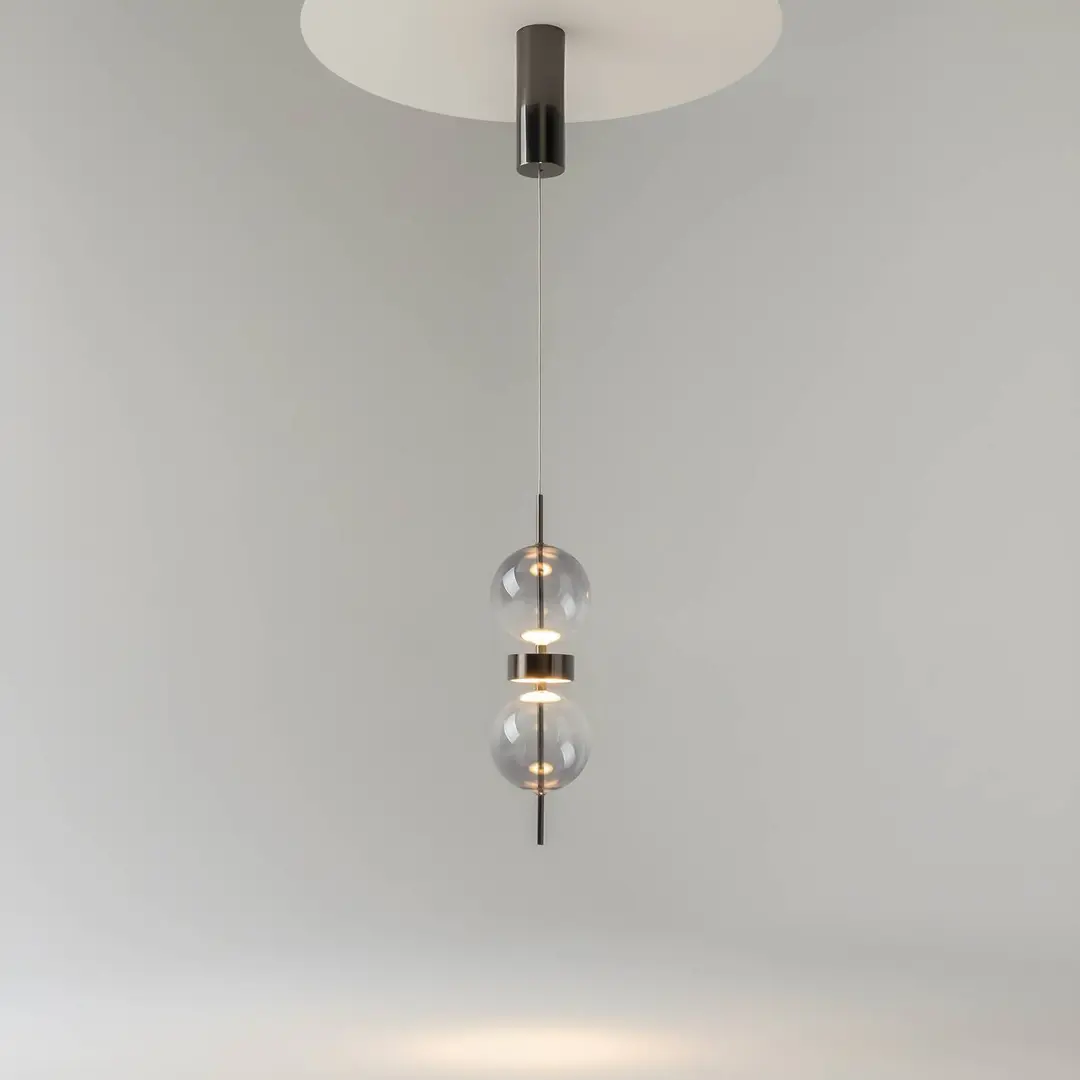Maytoni LED-Hängeleuchte DOUBLE MOON, rauchgrau, Ø 12 cm, Glas