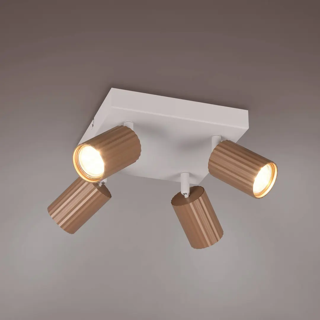 Trio Lighting Deckenstrahler Soka, braun/grau, Länge 20 cm, Metall, 4-flg.