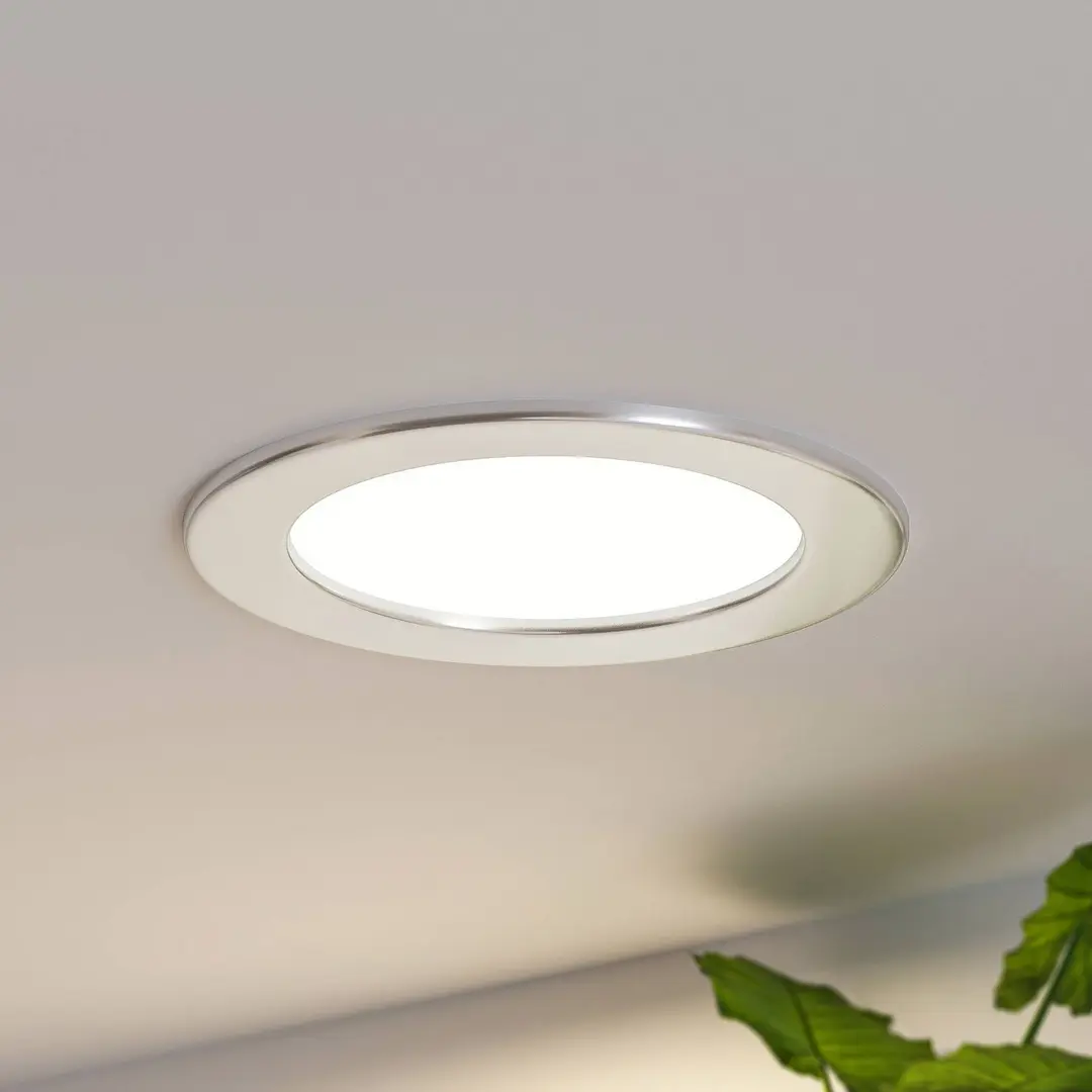 Prios LED-Einbaulampe Cadance, silber, 17 cm, CCT, IP44