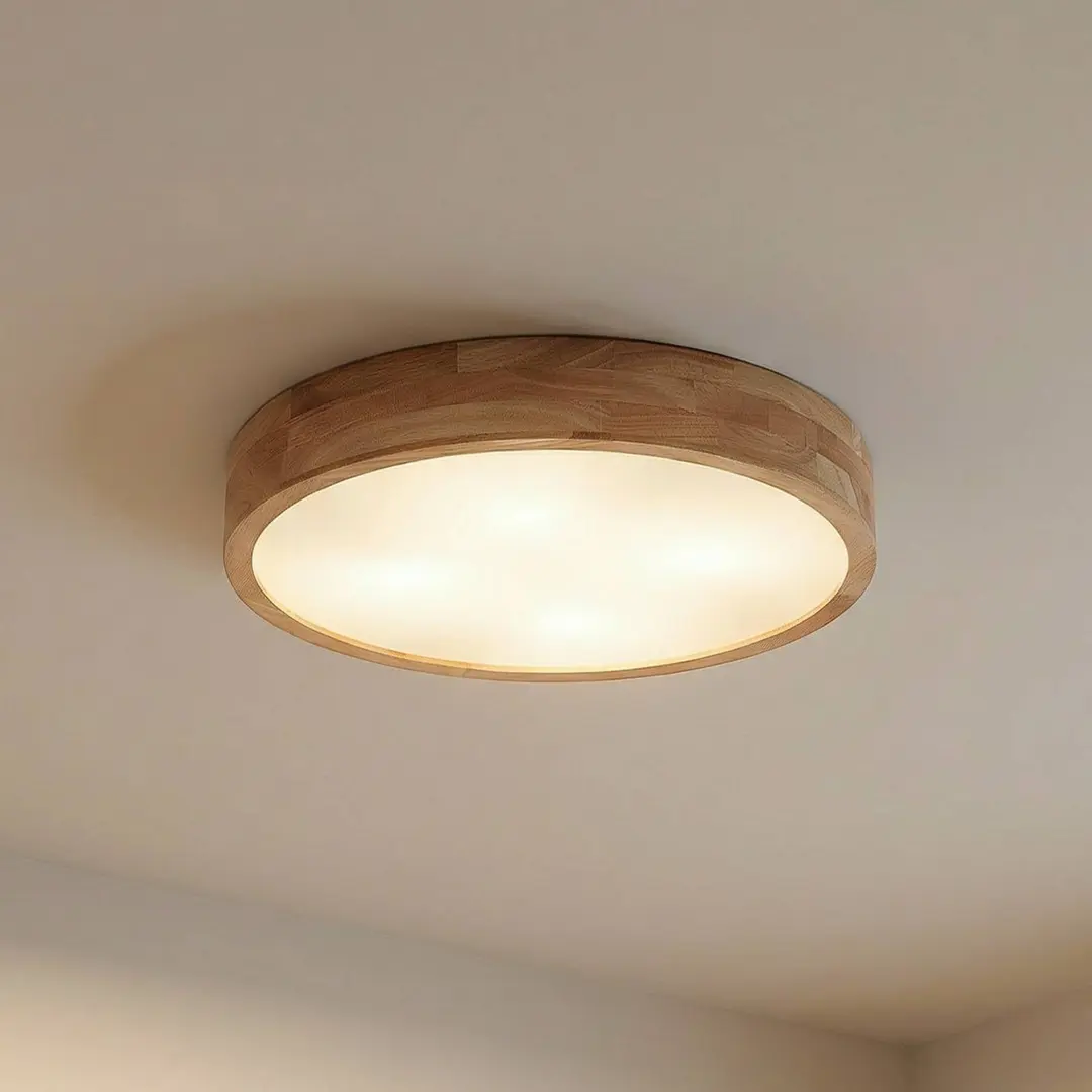 Lindby Deckenlampe Tanju, Ø50 cm, 4-flg., Kautschukholz, E27