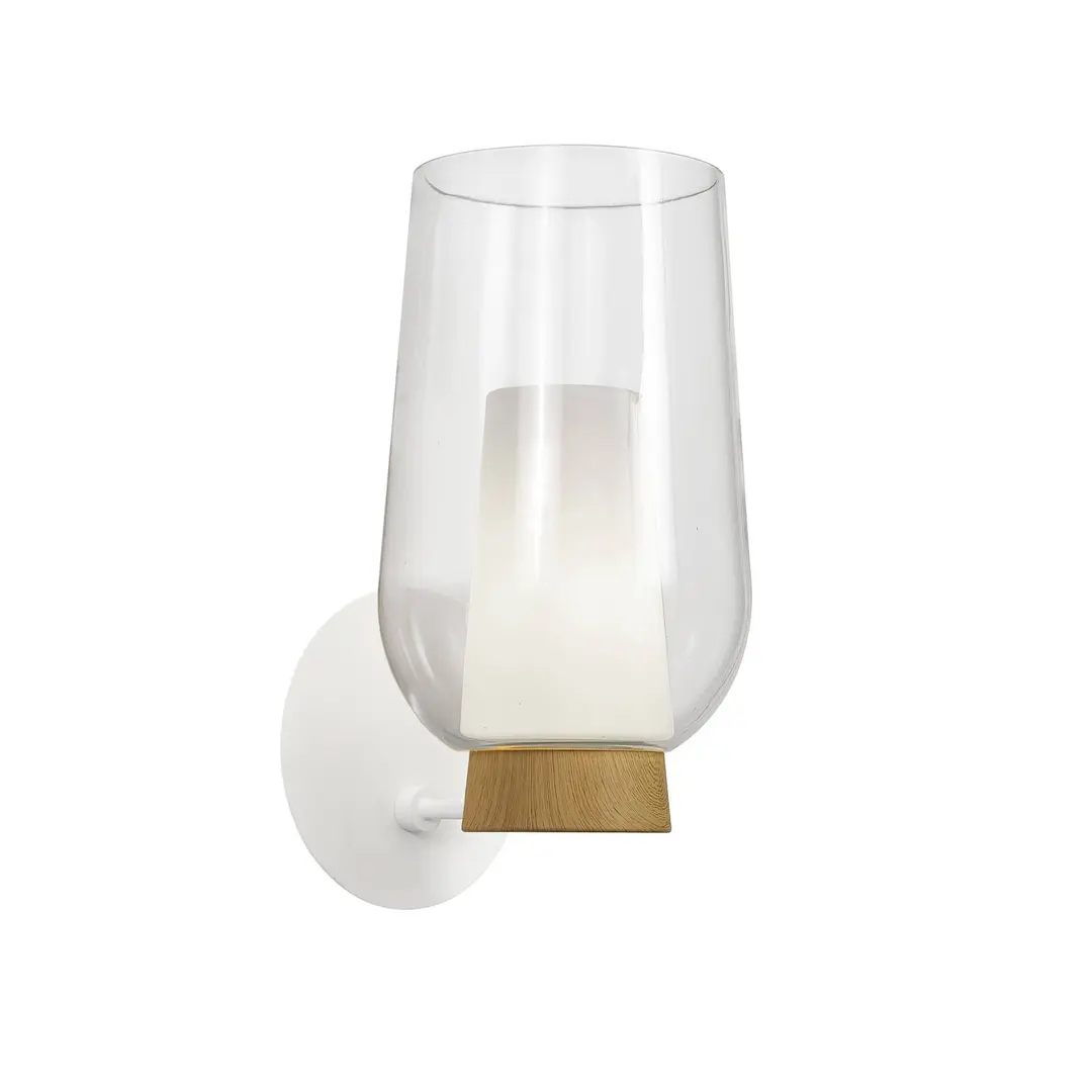 Mantra Iluminación Wandleuchte Nora, weiß-transparent, Glas, Metall