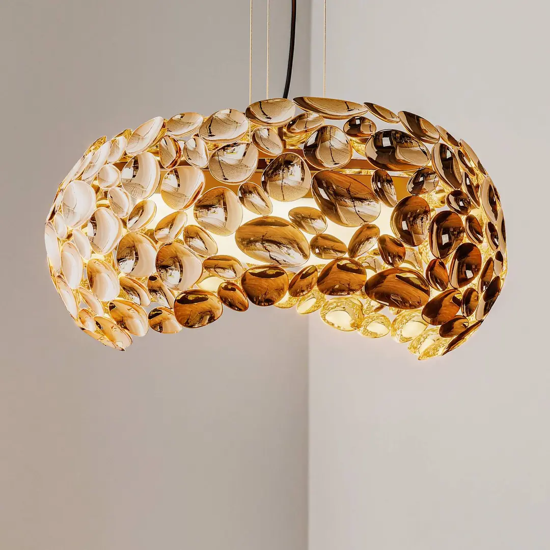 Schuller Valencia LED-Hängeleuchte Narisa Ø 46 cm roségold/braun