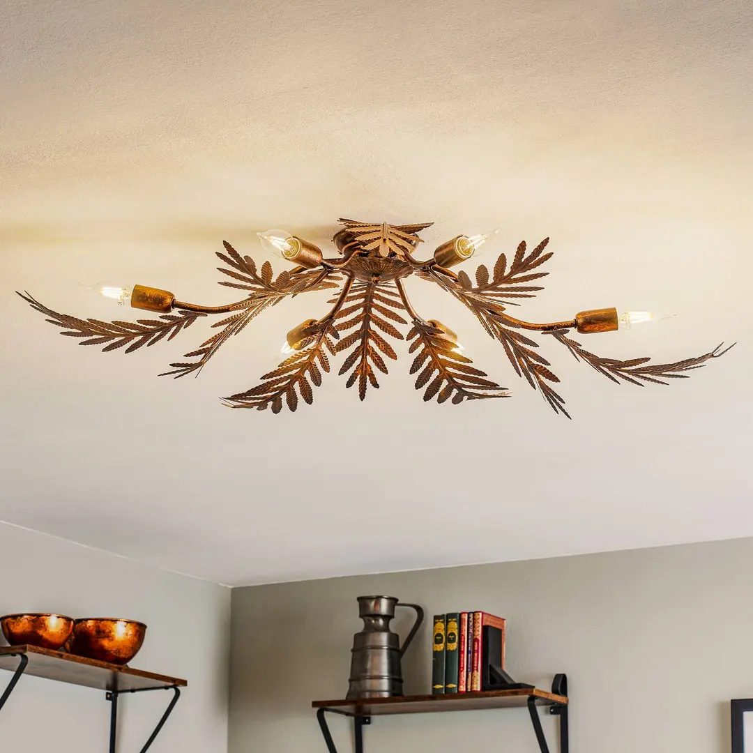 ONLI Deckenlampe Felce als Farn in Bronze, 105 x 60 cm