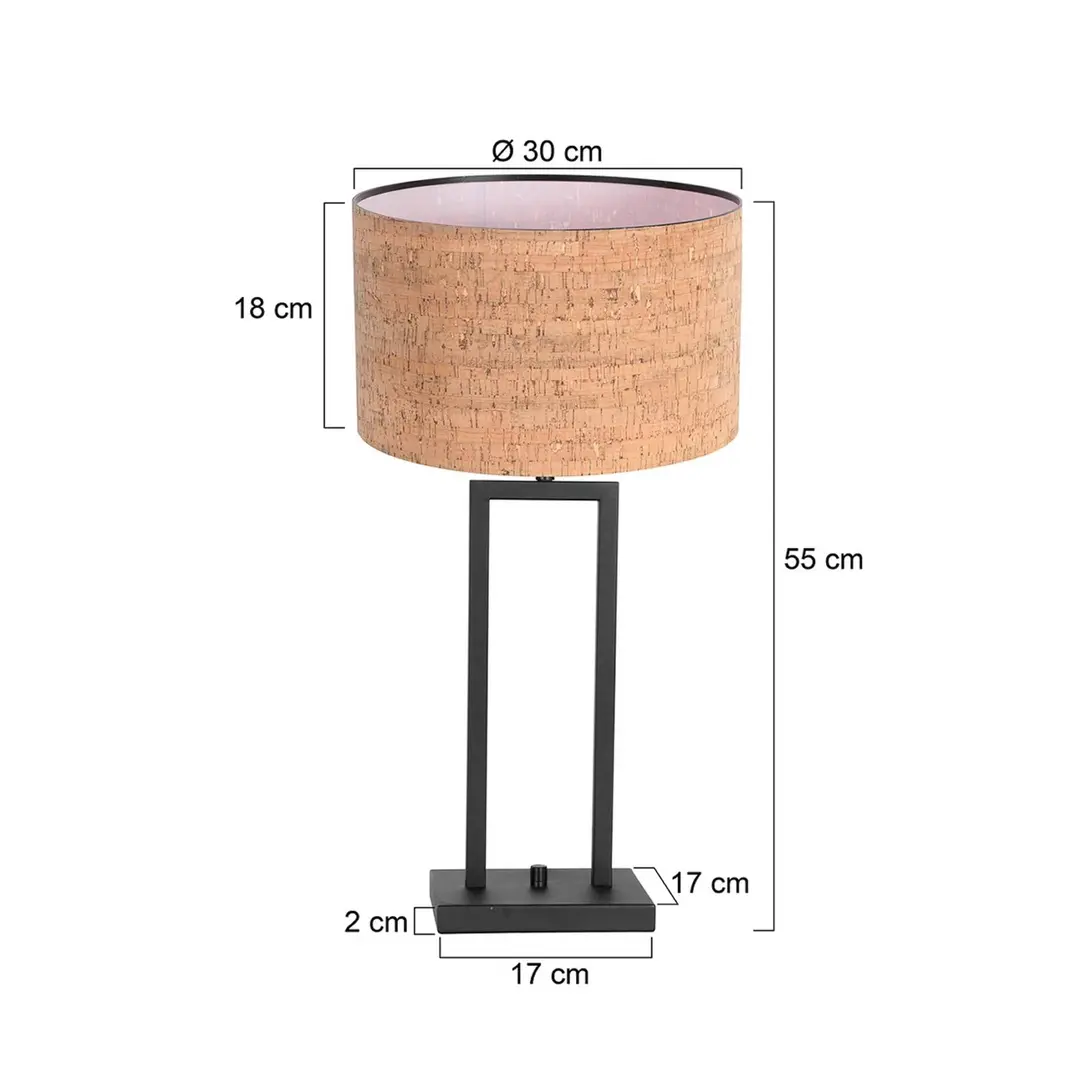 Steinhauer Tischlampe Stang 4357ZW, Kork, schwarz/braun, Höhe 55 cm
