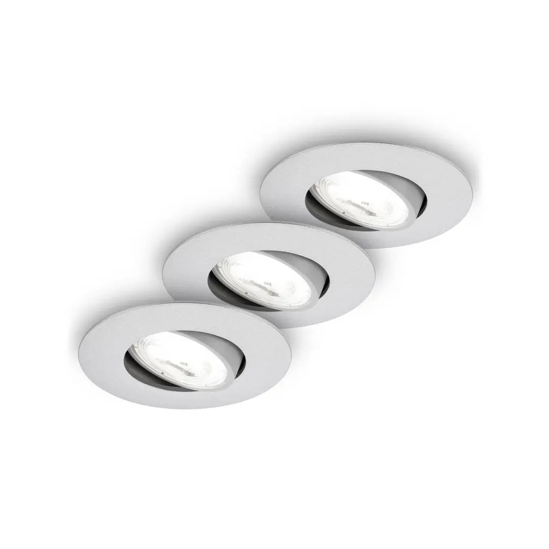 Briloner LED-Einbauleuchte Kulana A, chrom matt, 4000K, 3er-Set