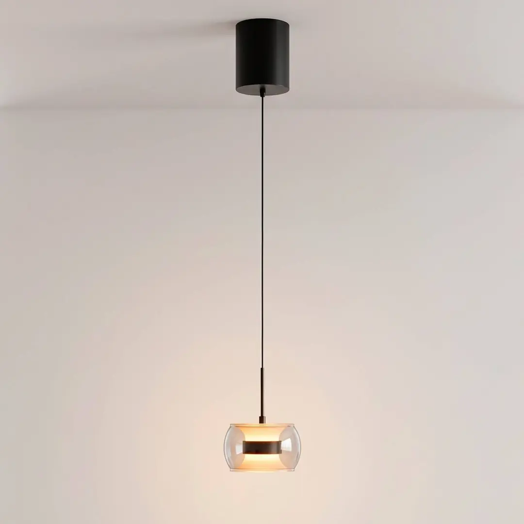 PAUL NEUHAUS LED-Hängelampe Fumea, Ø 16 cm, schwarz/rauch, Glas CCT