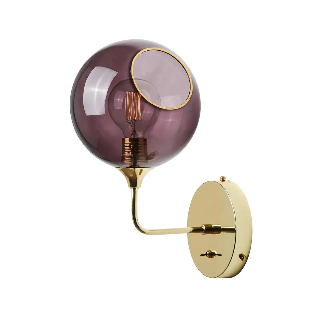 DESIGN BY US Wandleuchte Ballroom Short, lila/gold, Glas mundgeblasen