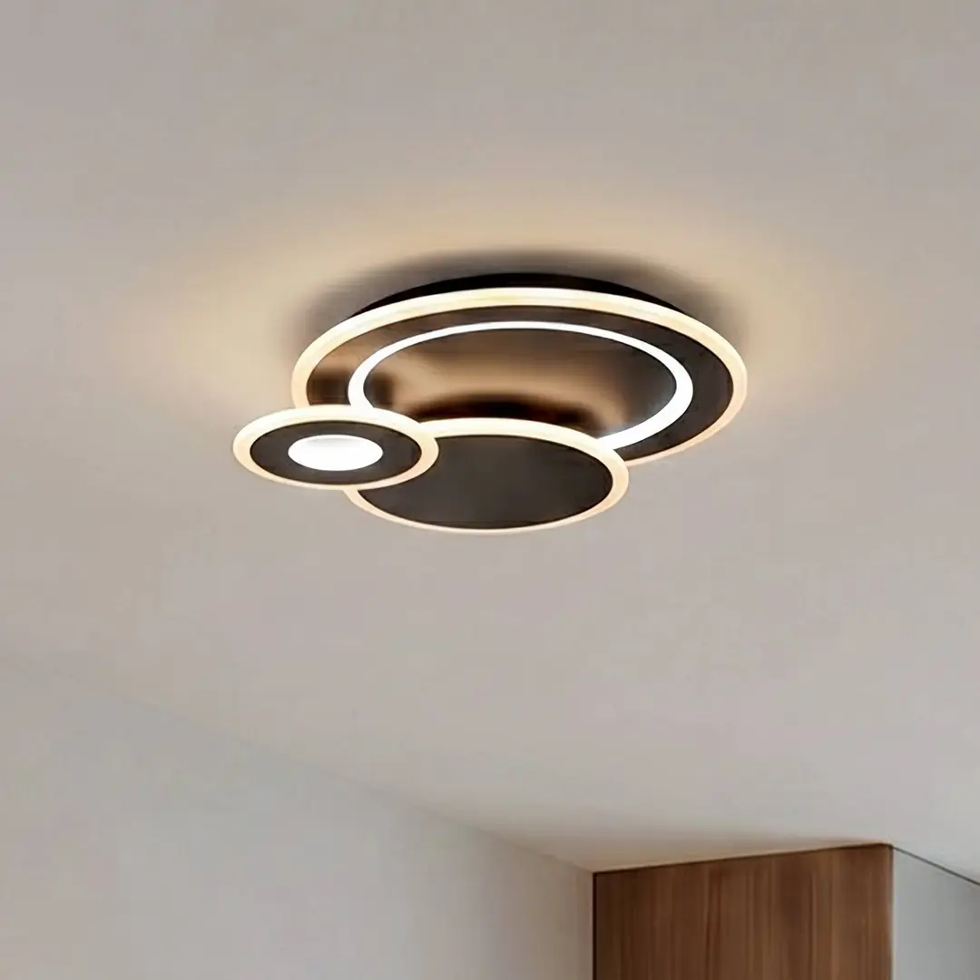 Lindby LED-Deckenlampe Briar, schwarz, Metall, Fernbedienung