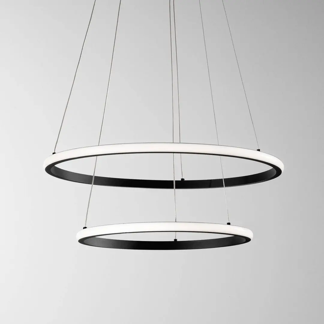 Luce Ambiente Design LED-Pendellampe Axis, Ø 60/40 cm, schwarz, Metall, CCT, RGB