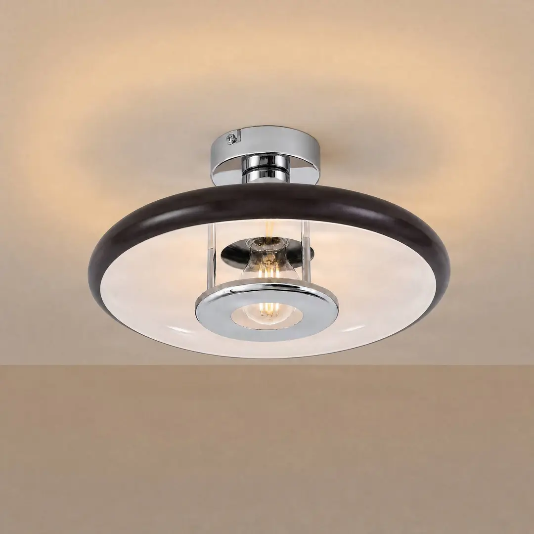 Lindby Deckenleuchte Branford, Retro, Ø 35 cm, braun, Metall