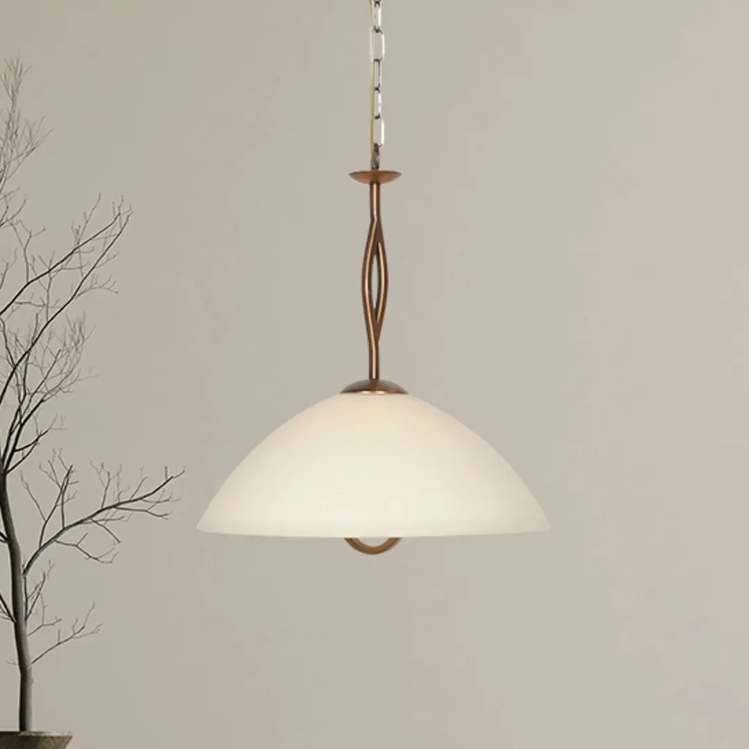 Steinhauer Hängeleuchte Anthea, 1-flammig, bronze, Metall, Glas, E27