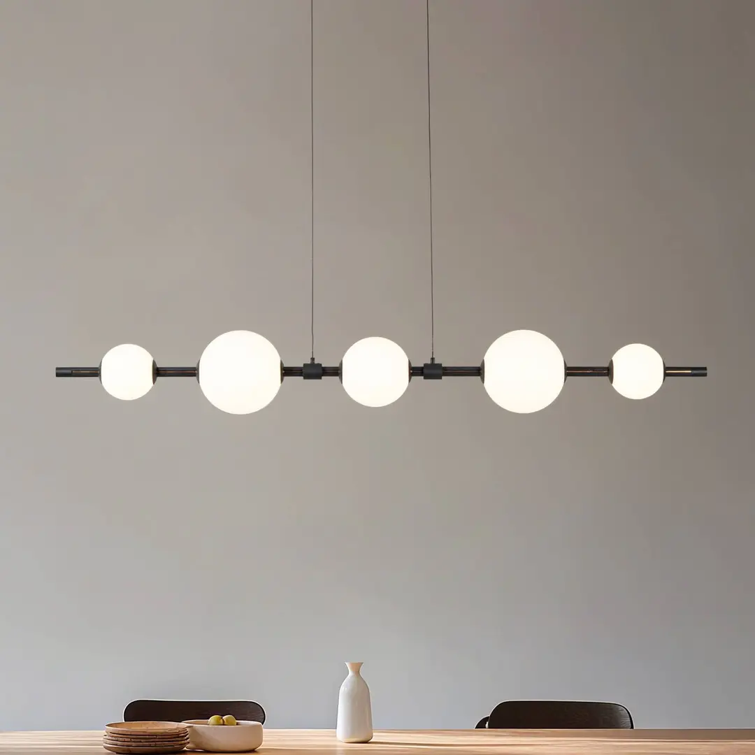 Lucande LED-Hängelampe Tanira, schwarz/weiß, 140cm, step-dim