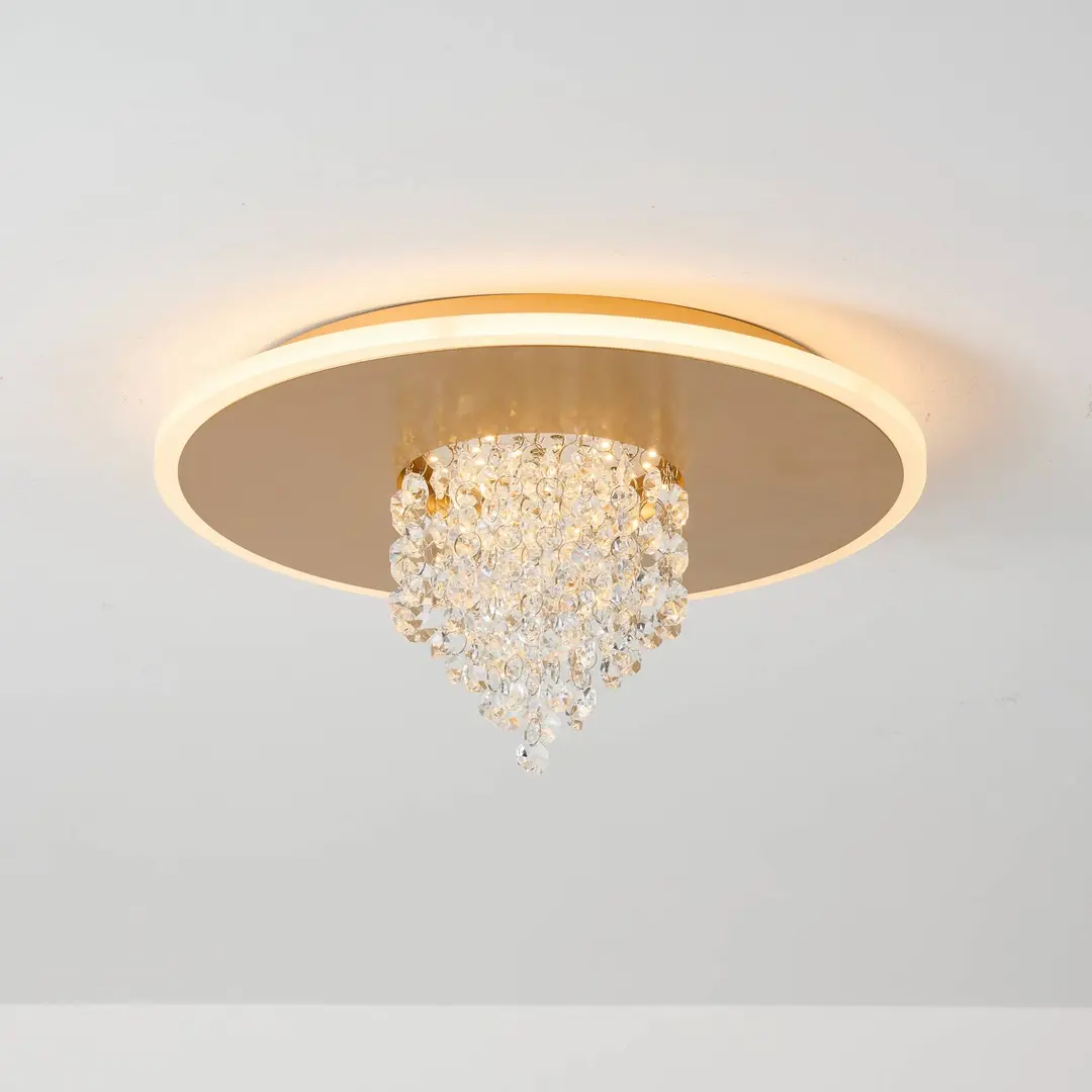 Searchlight LED-Deckenleuchte Deluge, goldfarben, Ø 32 cm, Metall/Acryl
