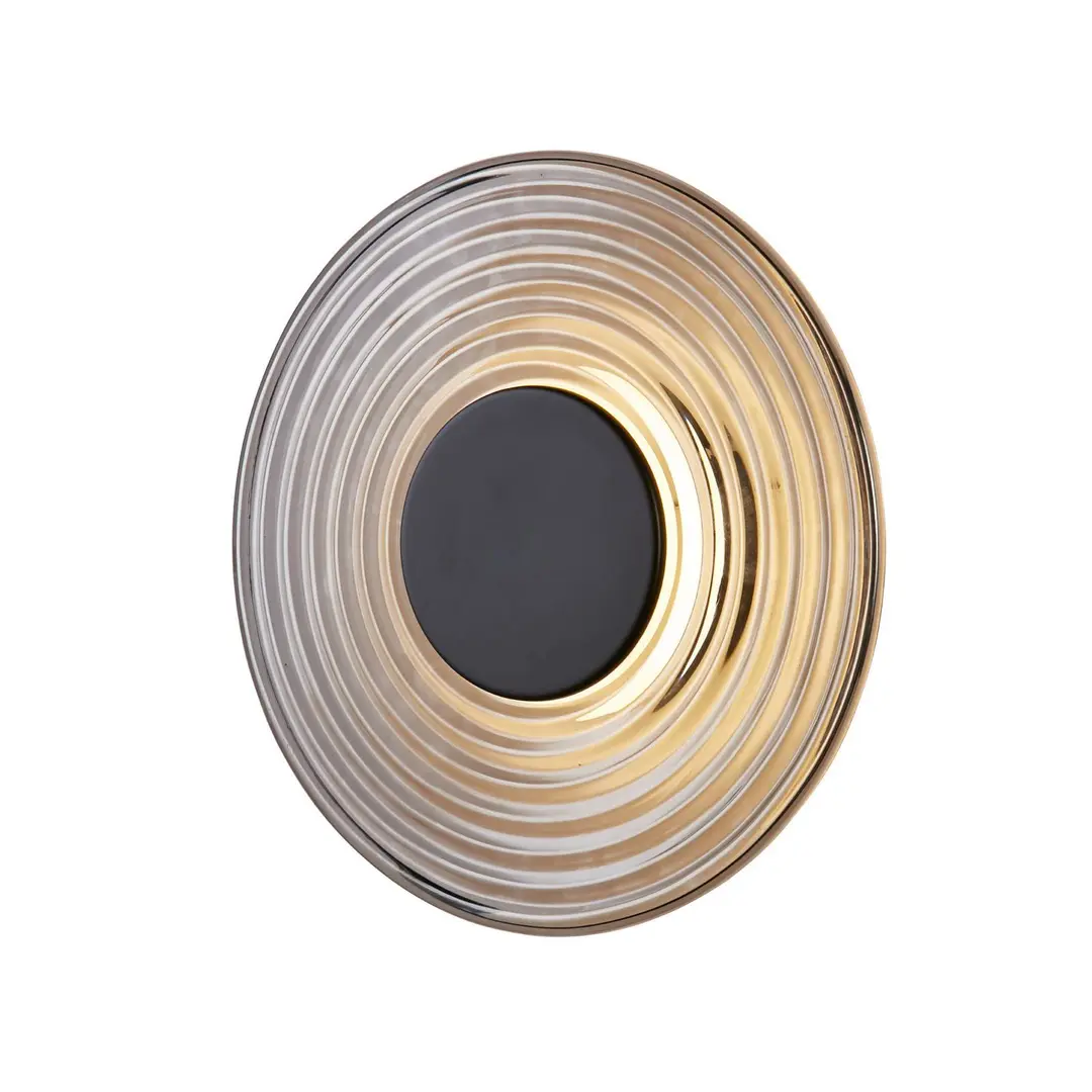 Searchlight LED-Wandlampe Cleo, rauchgrau/schwarz matt, Ø 30 cm, Glas