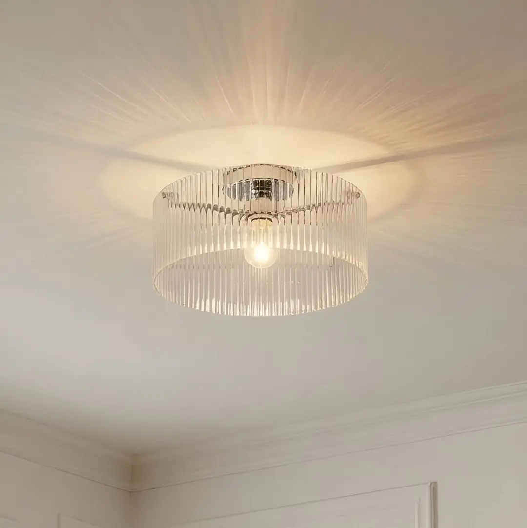 Lucande Deckenleuchte Meritt, chrom/klar, Ø 40 cm, Glas