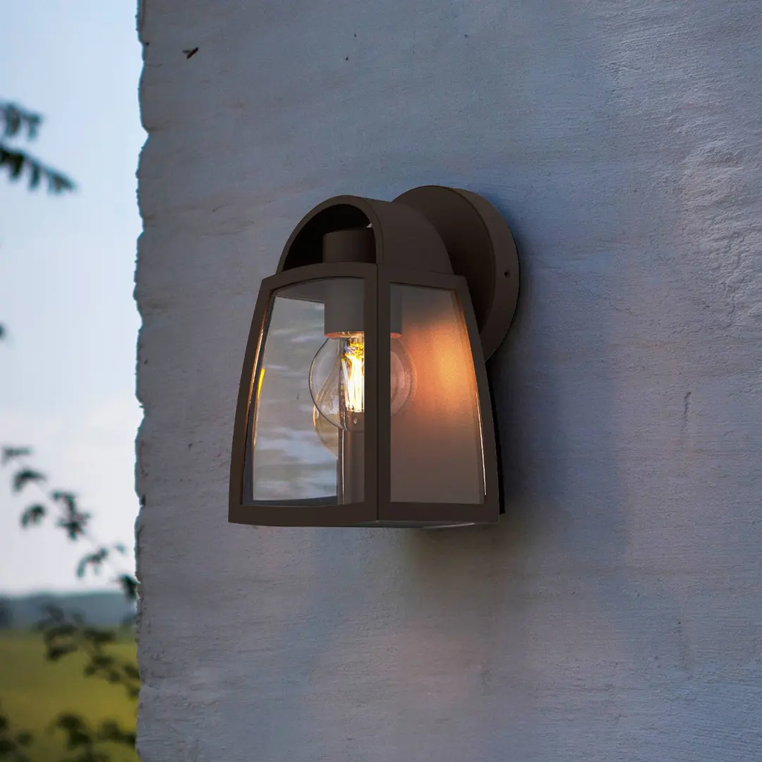 Lutec Außenwandlampe KELSEY, schwarz, Höhe 20 cm, Metall, IP44 E27