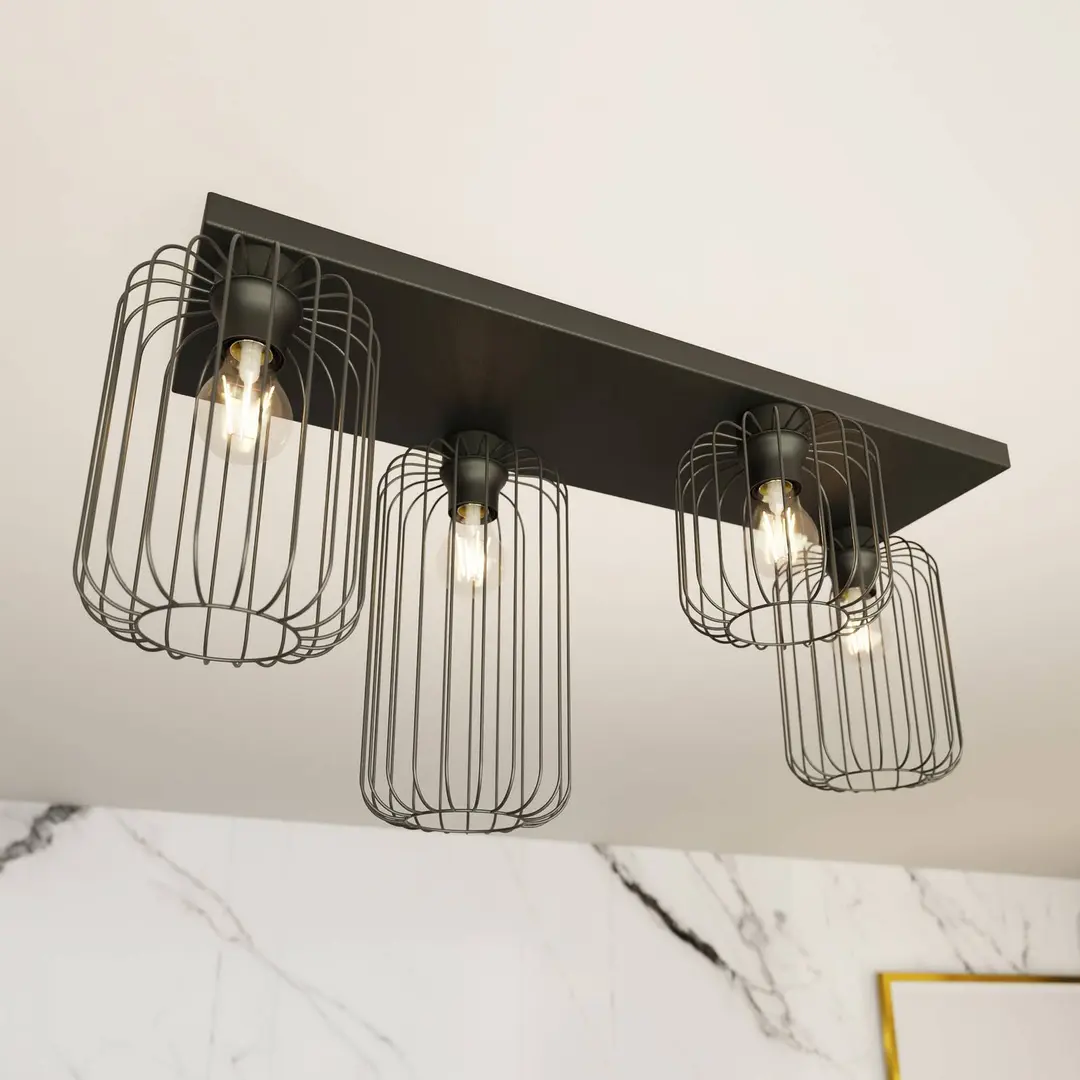 EMIBIG LIGHTING Deckenlampe Barn, 4-flammig, 83 cm, schwarz, Metall, E27