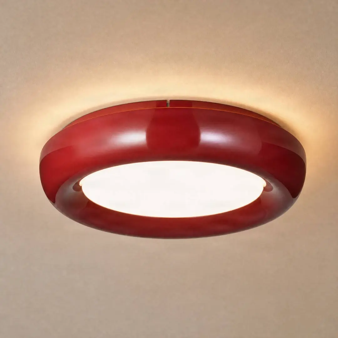 Lindby LED-Deckenleuchte Lennox, rot, 3-step-dim, Ø 43 cm