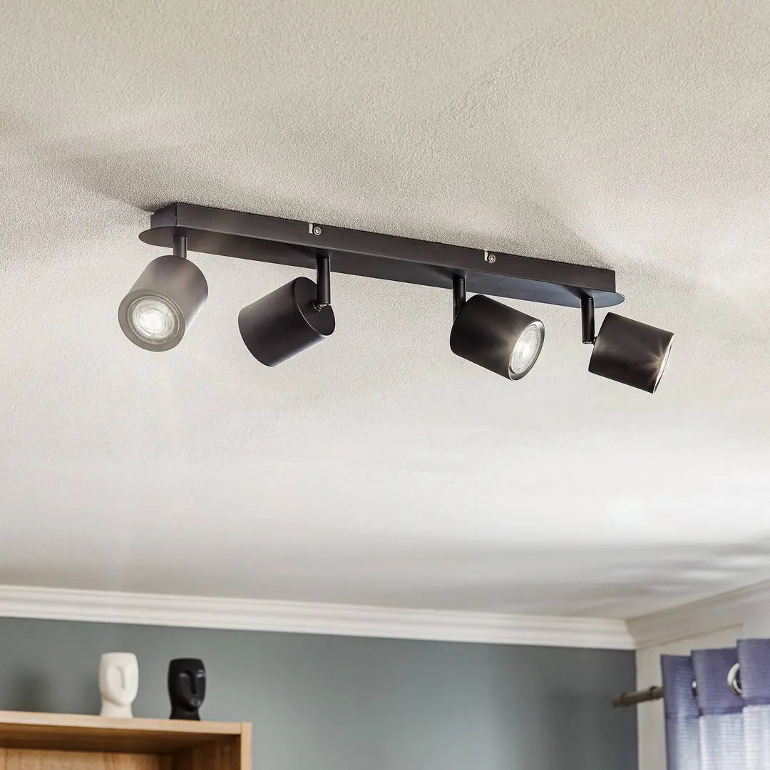 Luminex Deckenspot Modo aus Metall, schwarz vierflammig