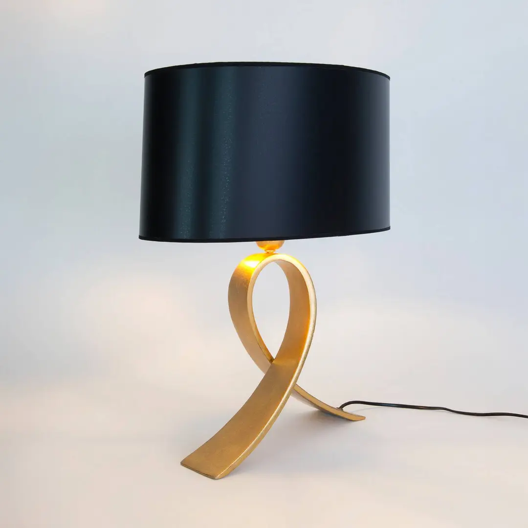 Holländer Tischlampe CICLO OVAL, schwarz/gold, 52 cm Metall/Kunststoff