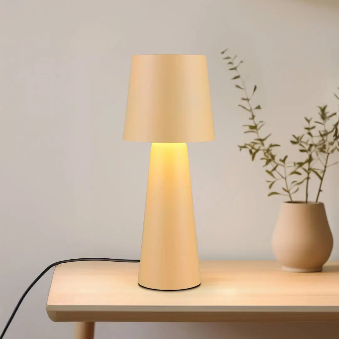 Trio Lighting Tischleuchte Nubian, beige, Höhe 40 cm, Metall, E27