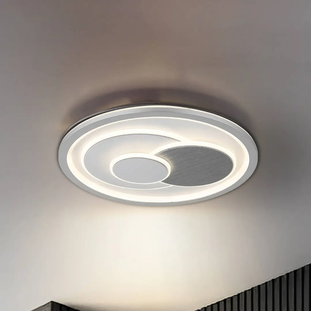 Globo LED-Deckenleuchte Ruiz I, weiß/silber, Ø 48 cm, CCT
