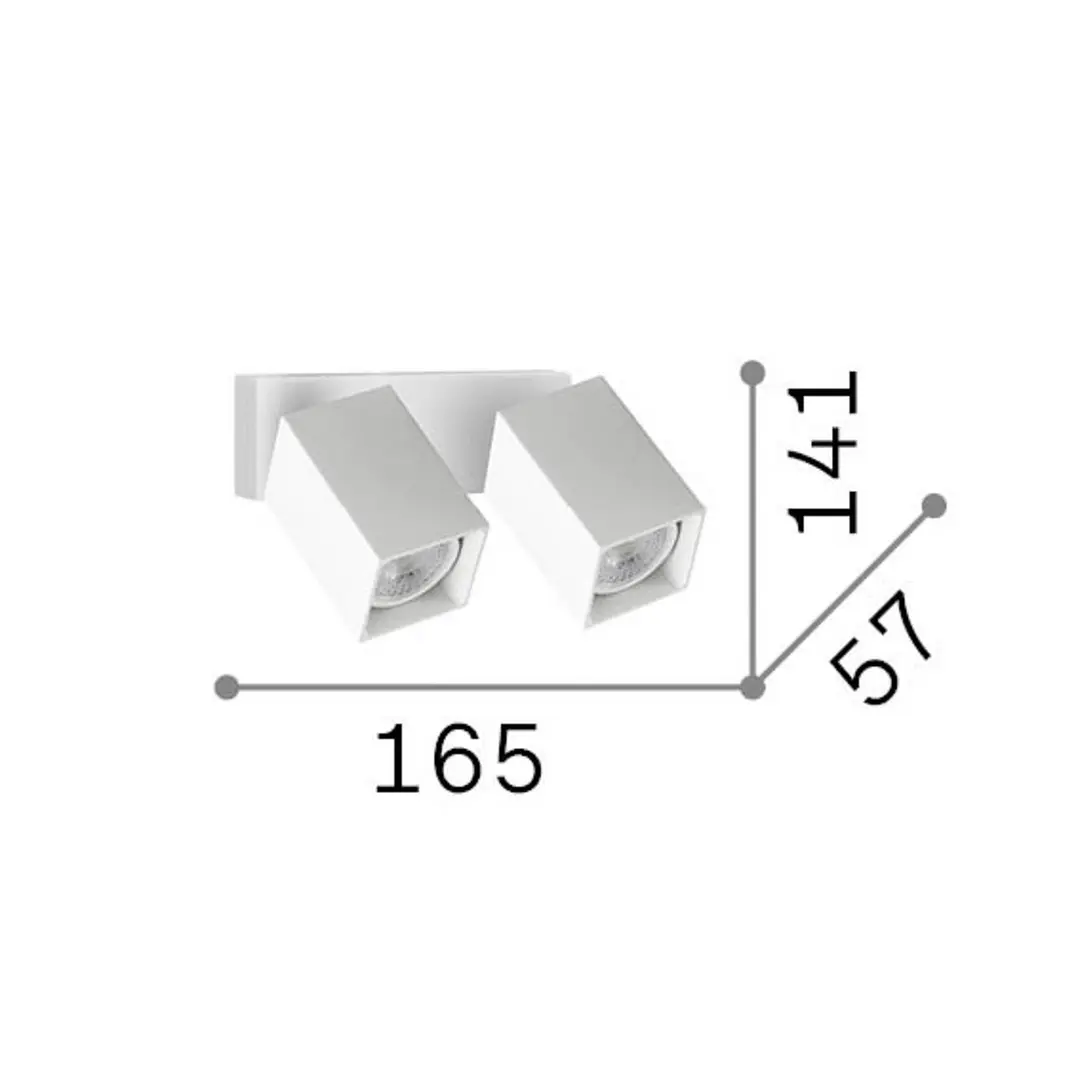 Ideal Lux Wandstrahler Dynamite Square, weiß, 16,5 cm 2-flg.