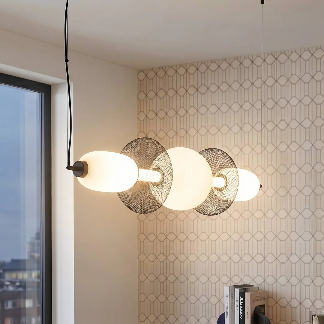 Milagro Lighting LED-Hängeleuchte Arame, schwarz/weiß, Glas, Länge 93,5 cm