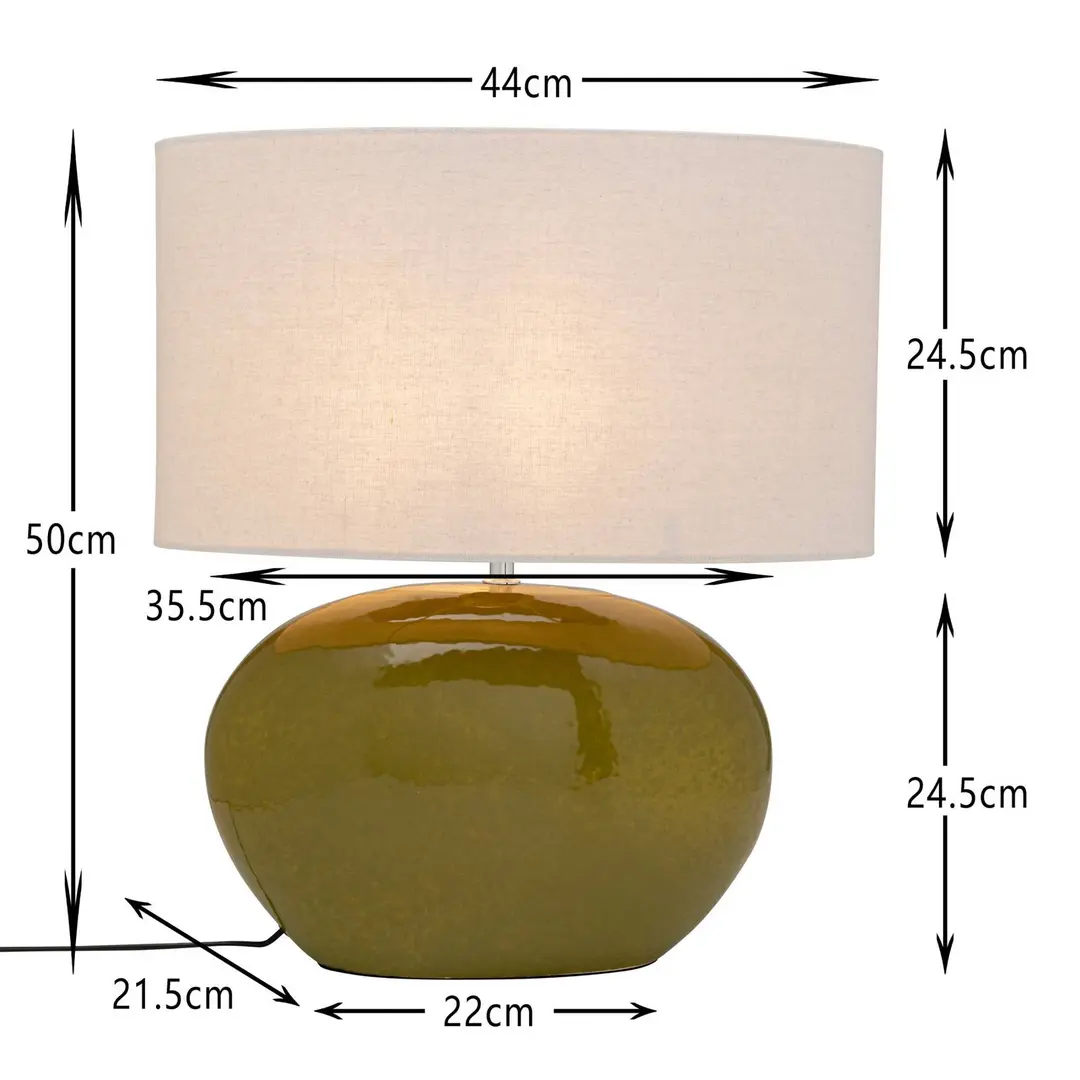 KARE Tischleuchte Beo, grün, Baumwolle, Höhe 50 cm E27