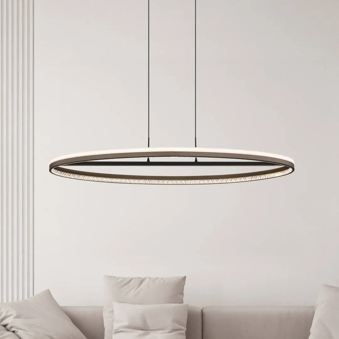 Globo LED-Hängelampe Della, Länge 101 cm, dunkelgrau, Metall