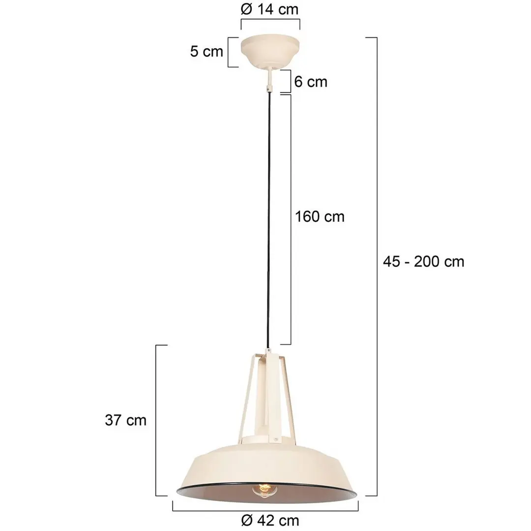 Steinhauer Hängeleuchte Eden, cremefarben, Metall, E27-Fassung
