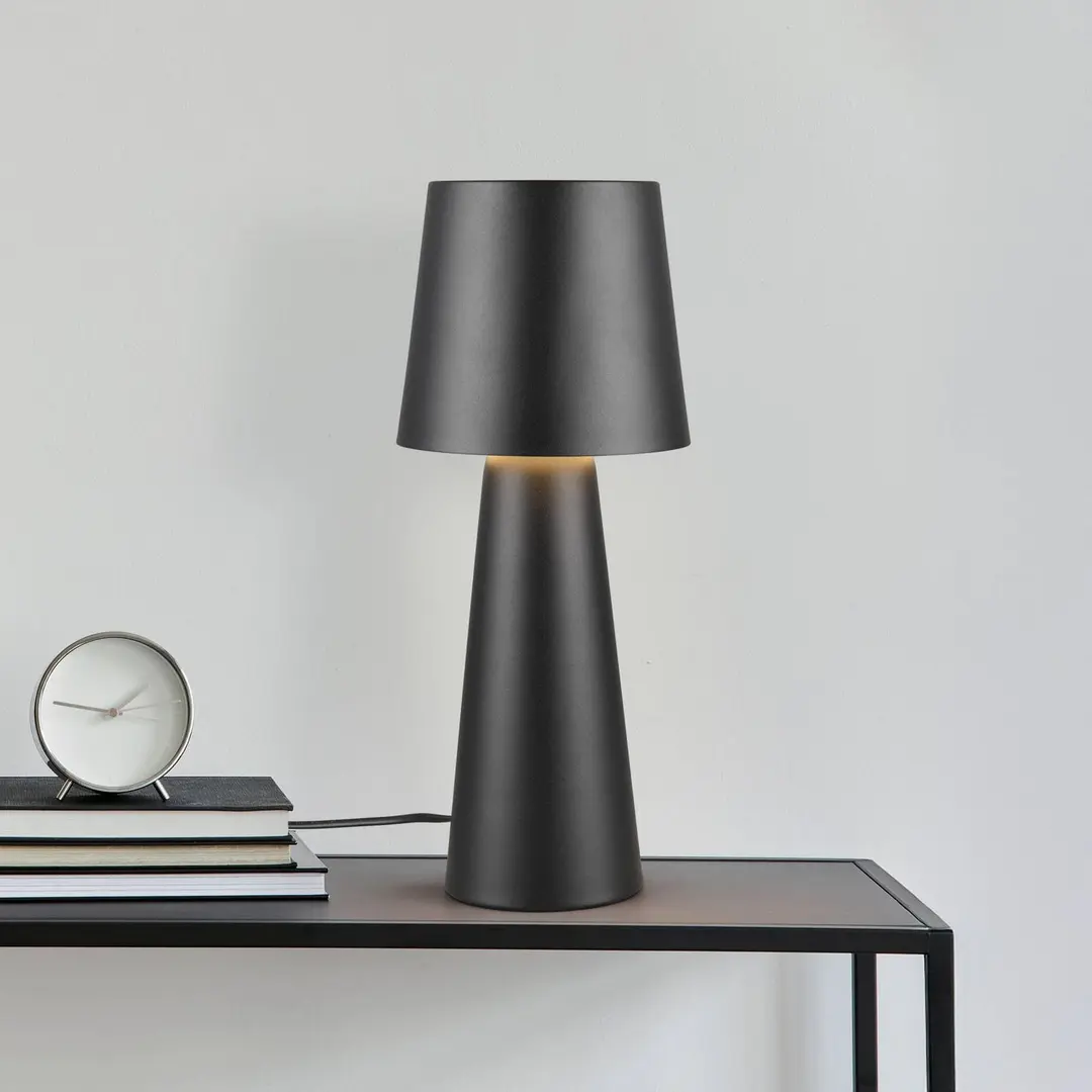 Trio Lighting Tischleuchte Nubian, schwarz, Höhe 40 cm, Metall, E27