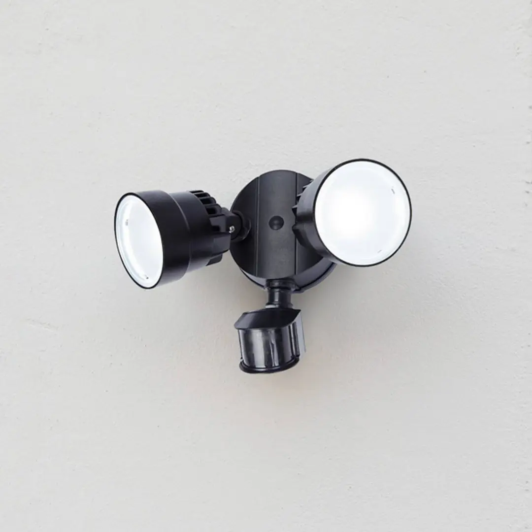 Lutec LED-Sensor-Außenwandstrahler SHRIMP II schwarz 12W 2flg IP44