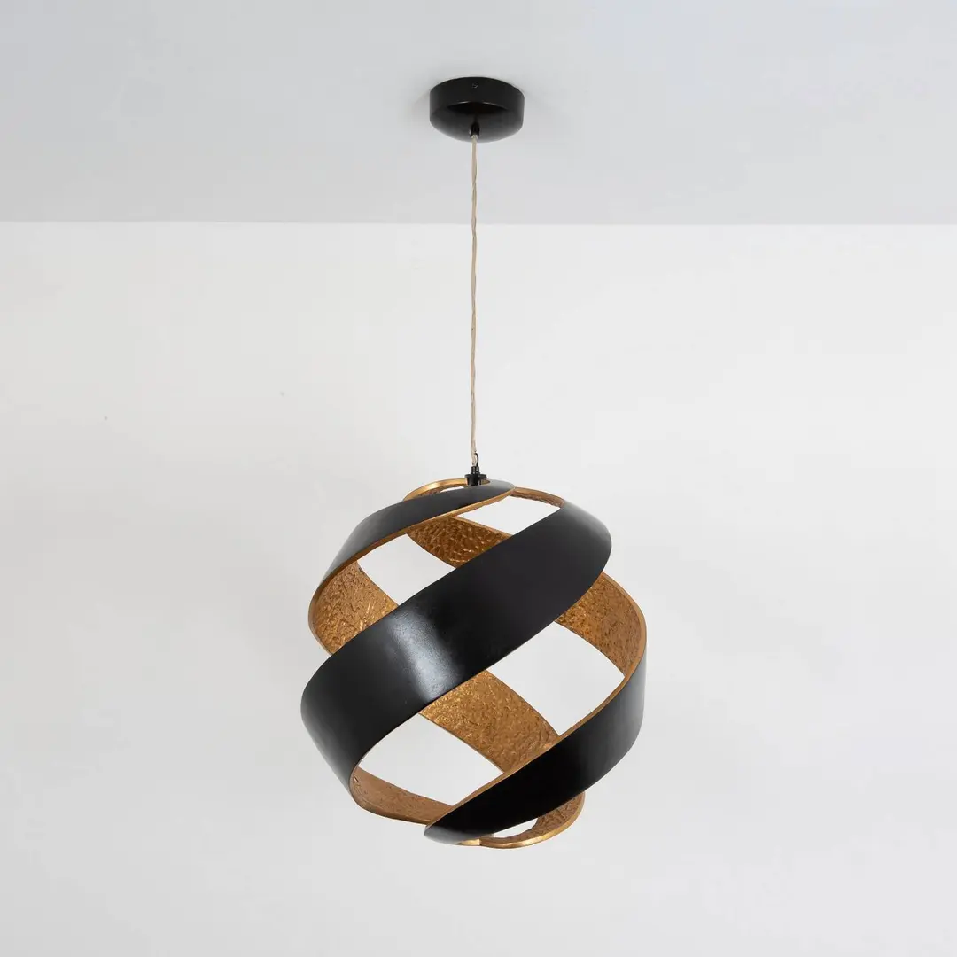 Holländer LED-Hängelampe INFULUCE, schwarz/gold, Ø 52 cm, Metall, dim