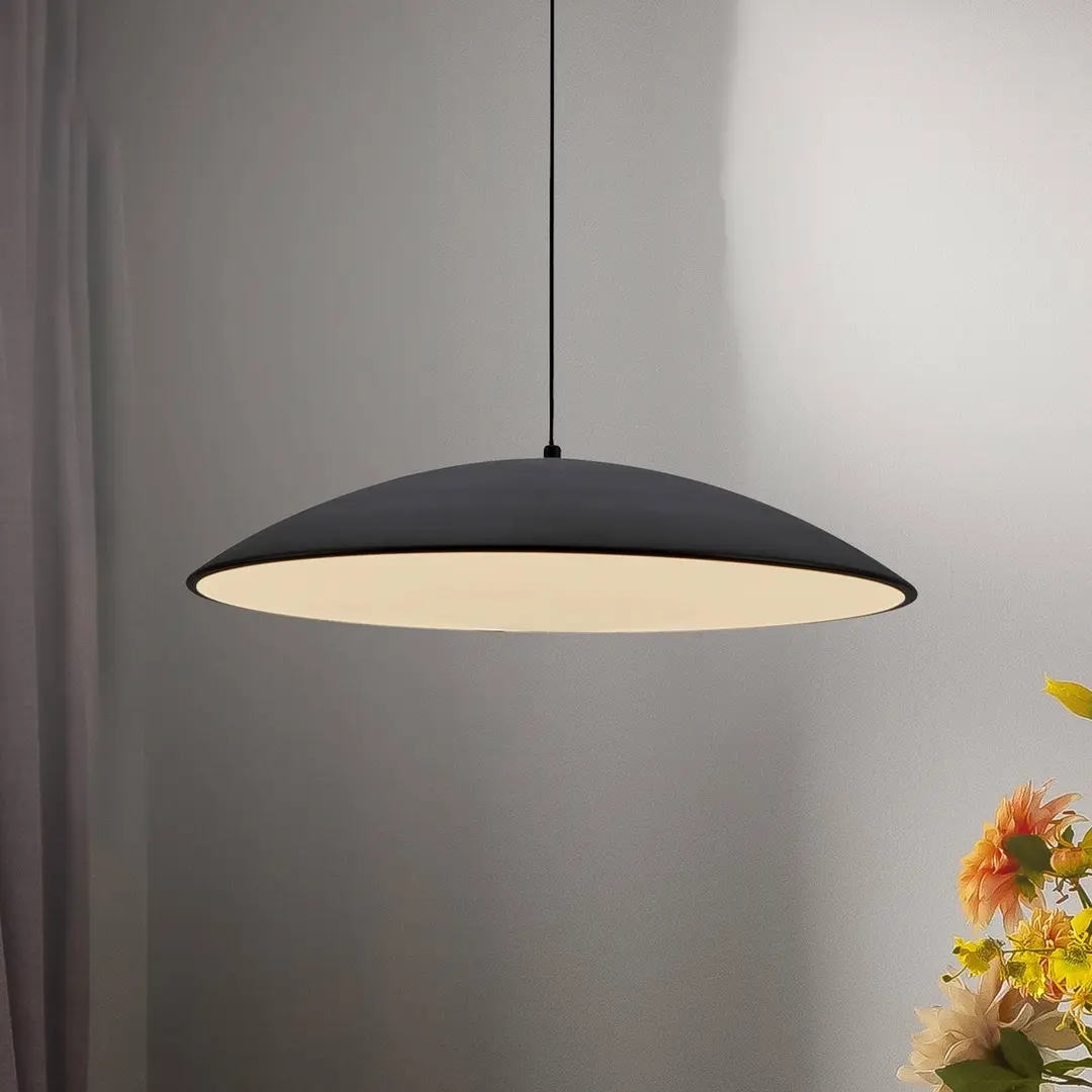 Schöner Wohnen LED-Hängeleuchte LENTE, schwarz, Ø 50 cm, Metall, switchdim