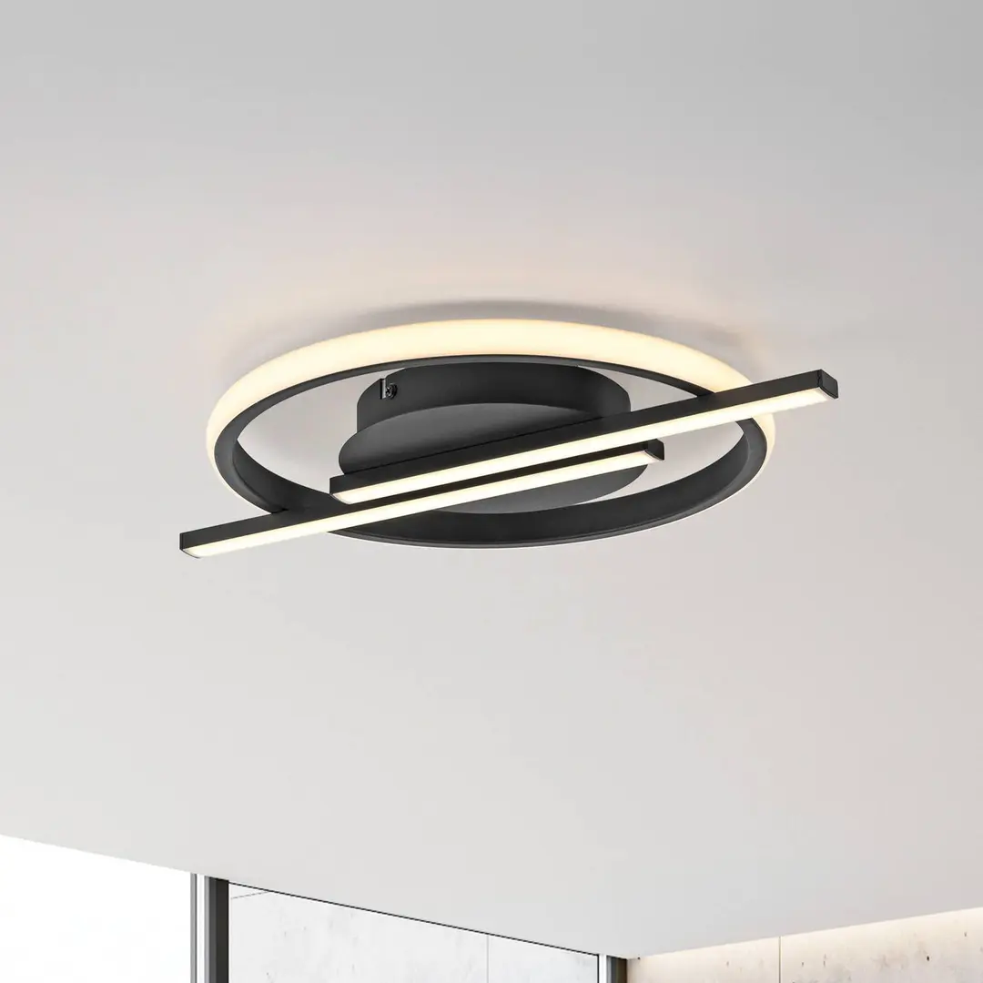 JUST LIGHT. GmbH JUST LIGHT. LED-Deckenleuchte Korsa, schwarz, Ø31cm, dimmbar