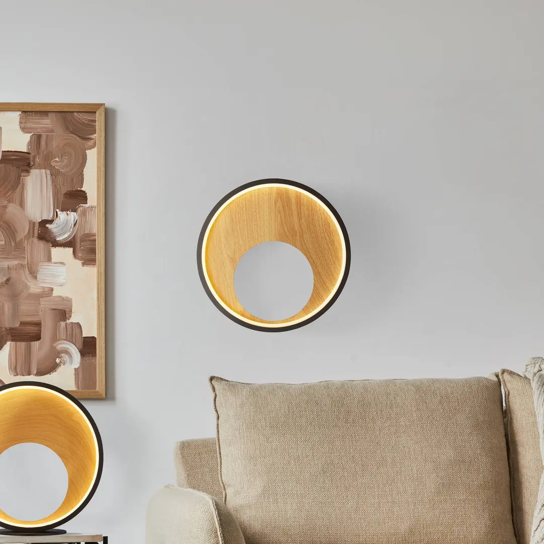 Searchlight LED-Wandleuchte Curio, Holzoptik