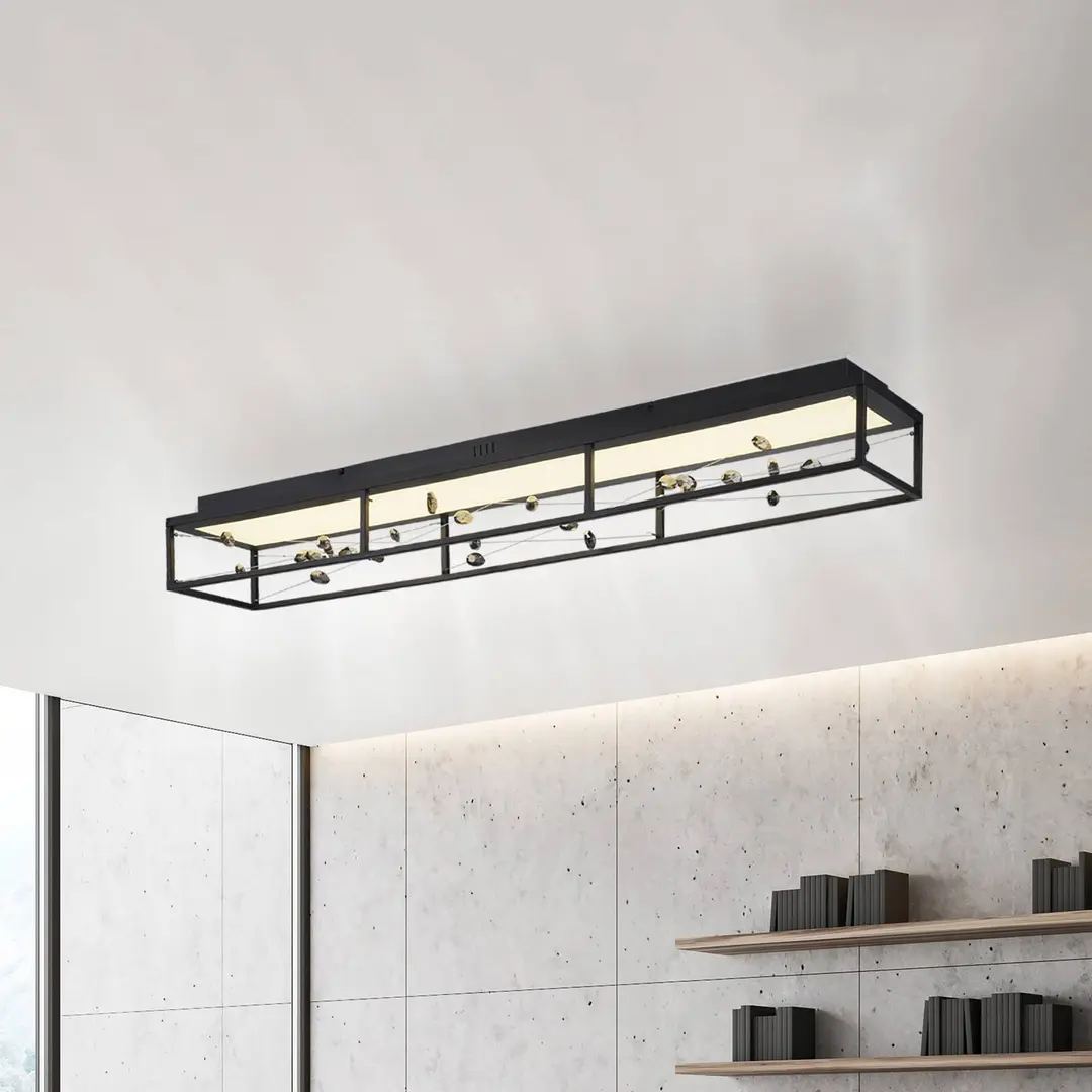 PAUL NEUHAUS LED-Deckenlampe SKINA, schwarz, 112 cm CCT dim Fernbedienung