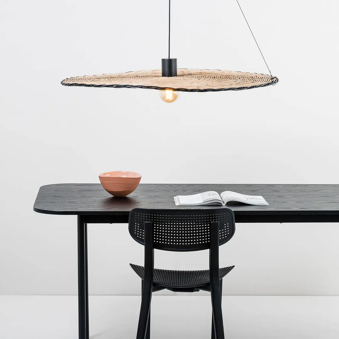 FARO BARCELONA Hängeleuchte Costas, Rattanschirm neigbar, Ø 100cm